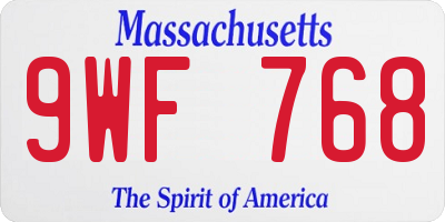 MA license plate 9WF768