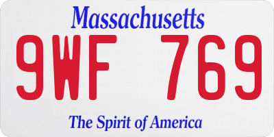 MA license plate 9WF769