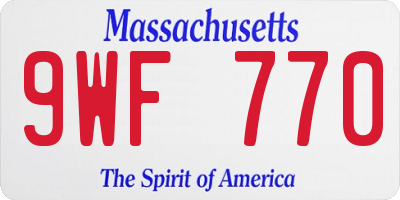 MA license plate 9WF770