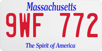 MA license plate 9WF772