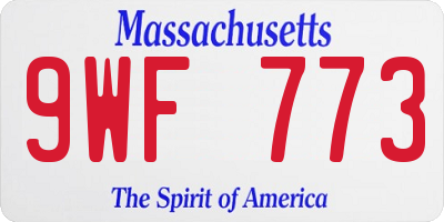 MA license plate 9WF773