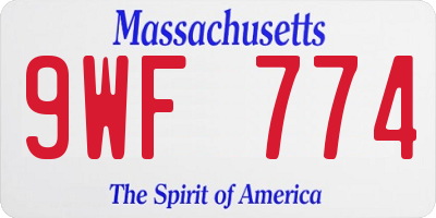 MA license plate 9WF774