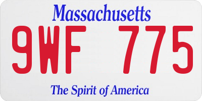 MA license plate 9WF775