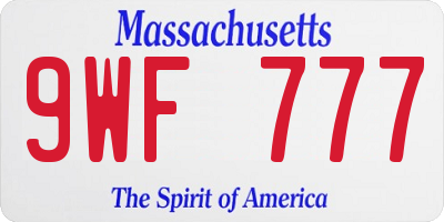 MA license plate 9WF777