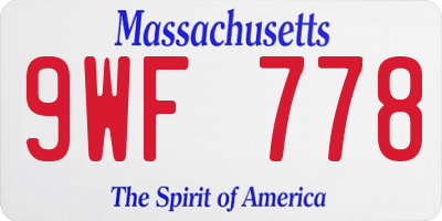MA license plate 9WF778