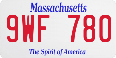 MA license plate 9WF780
