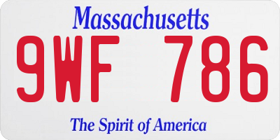 MA license plate 9WF786