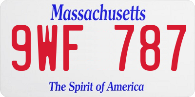 MA license plate 9WF787