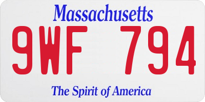 MA license plate 9WF794