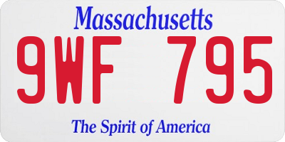 MA license plate 9WF795