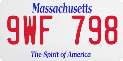 MA license plate 9WF798