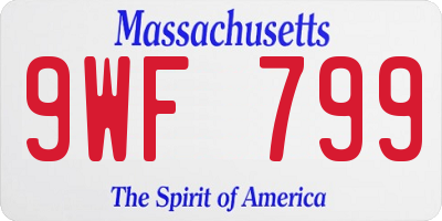 MA license plate 9WF799