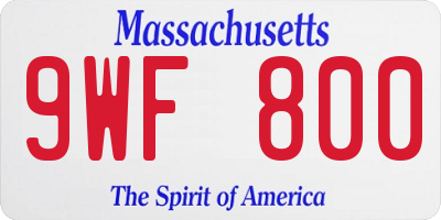 MA license plate 9WF800