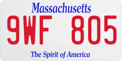 MA license plate 9WF805