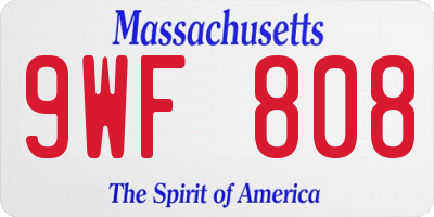 MA license plate 9WF808