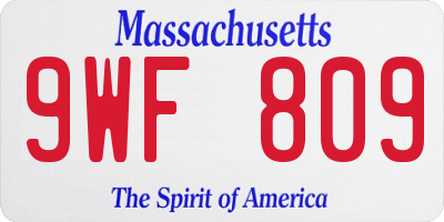 MA license plate 9WF809