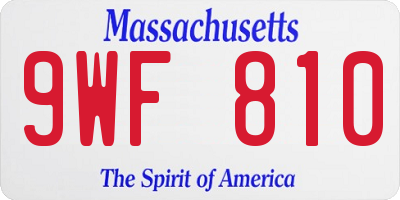 MA license plate 9WF810