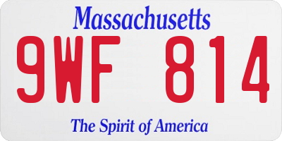 MA license plate 9WF814