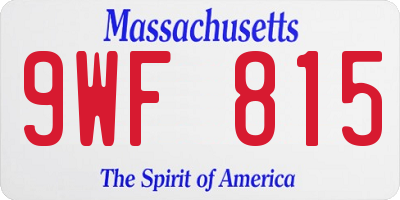 MA license plate 9WF815