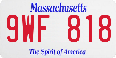 MA license plate 9WF818