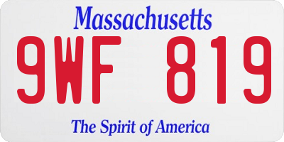 MA license plate 9WF819