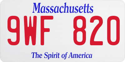 MA license plate 9WF820