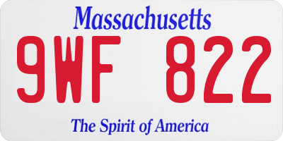 MA license plate 9WF822
