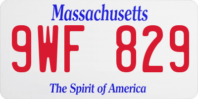 MA license plate 9WF829
