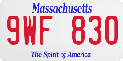 MA license plate 9WF830