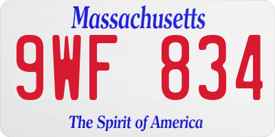 MA license plate 9WF834