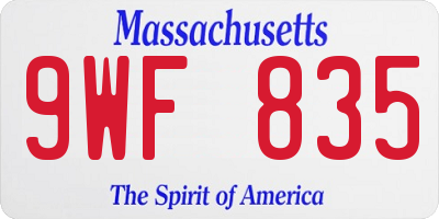 MA license plate 9WF835