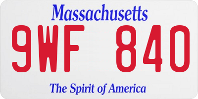 MA license plate 9WF840