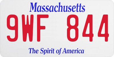 MA license plate 9WF844