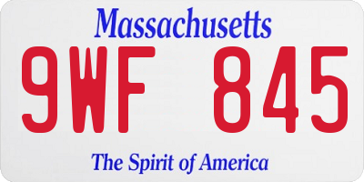 MA license plate 9WF845
