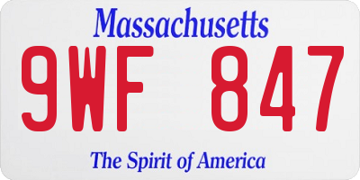MA license plate 9WF847