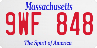 MA license plate 9WF848