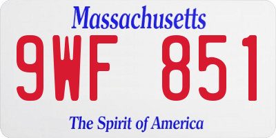 MA license plate 9WF851