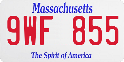 MA license plate 9WF855