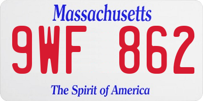 MA license plate 9WF862