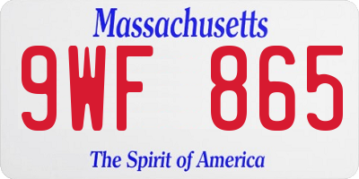 MA license plate 9WF865