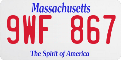 MA license plate 9WF867