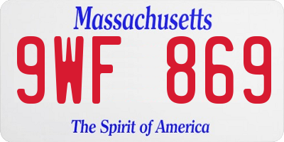 MA license plate 9WF869