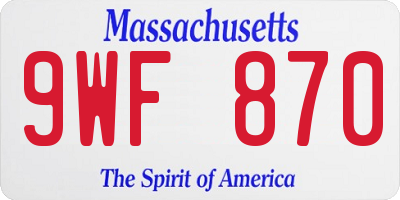 MA license plate 9WF870