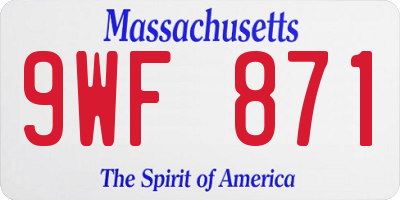 MA license plate 9WF871