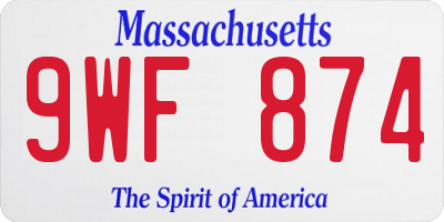 MA license plate 9WF874