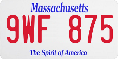 MA license plate 9WF875