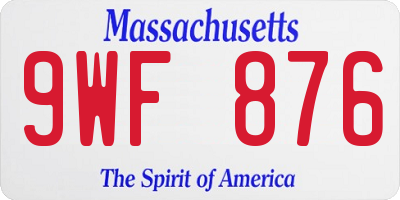 MA license plate 9WF876