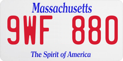 MA license plate 9WF880