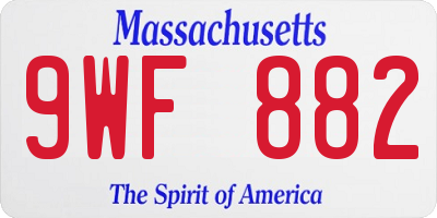 MA license plate 9WF882