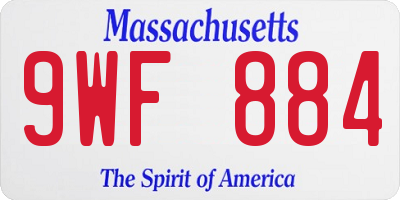 MA license plate 9WF884